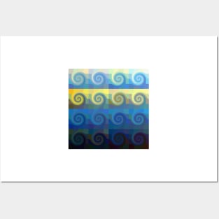 Abstract tiles and waves pattern Posters and Art